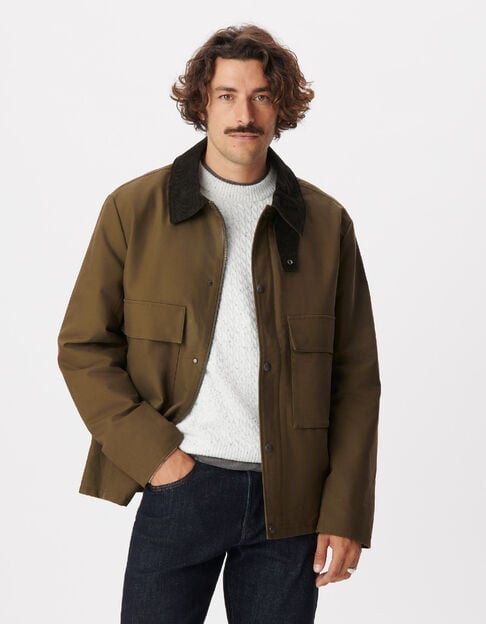 Veste kaki multi poches col velours Homme - IKKS