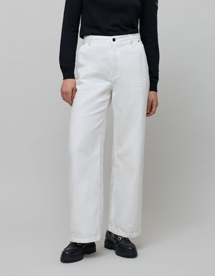 Women's high-waisted off-white wide-leg jeans-3 Women's high-waisted off-white wide-leg jeans-3
