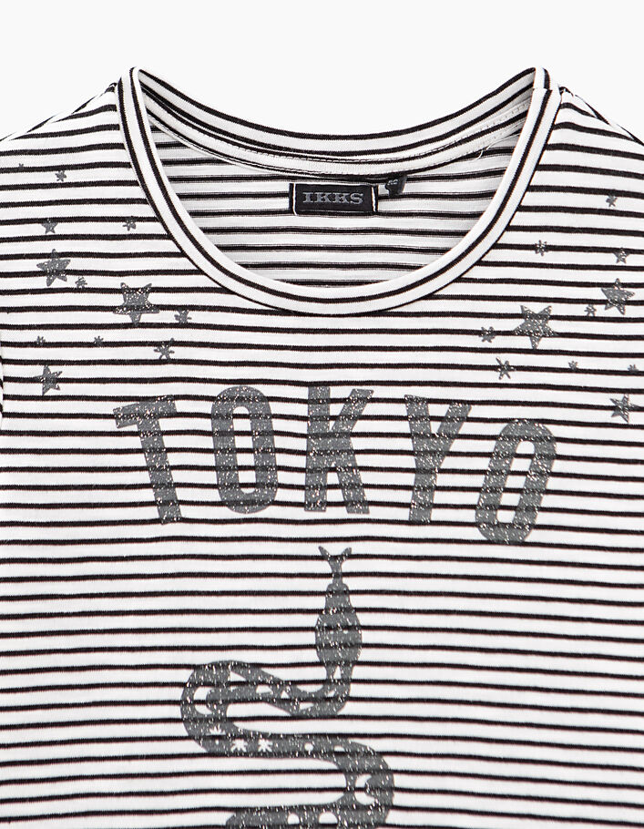 Girls’ off-white black striped and snake sailor top - IKKS