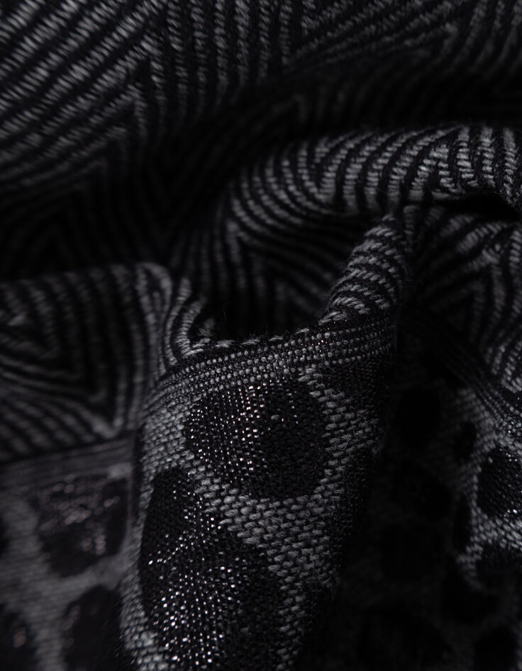 Bufanda en jacquard gris de l&uacute;rex con estampado animal-4