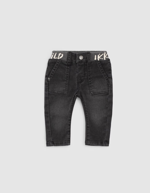 Baby boys’ used black jeans + letter waistband - IKKS