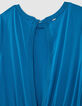 Robe midi en cupro viscose bleu ouverture dos femme-6
