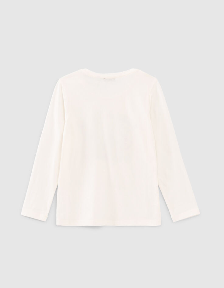 T-shirt blanc cassé visuel pom-pom girls 3D fille-3