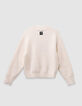 Pull col montant blanc tricot broderies sequins fille-6
