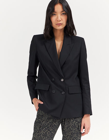 Women’s black crepe double-breasted suit jacket