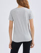 Graues Damen-T-Shirt mit Mundmotiv-2