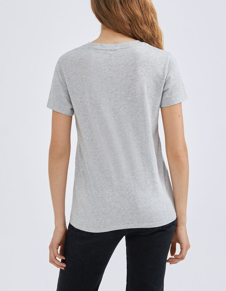 Graues Damen-T-Shirt mit Mundmotiv-2