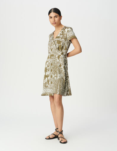 Robe fluide kaki imprimé foulard Femme - IKKS