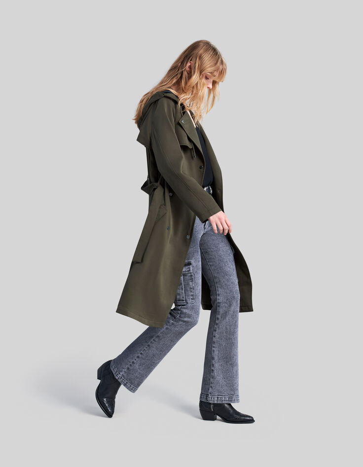 Trench caqui Lyocell® capucha mujer-8