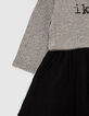 Baby girls’ mid-grey marl and black mixed-fabric dress-5