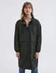 Parka longue kaki nylon à motif graphique army Femme-1