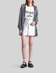 Mittellange Damen-Strickjacke silberfarbenes Lurex-6