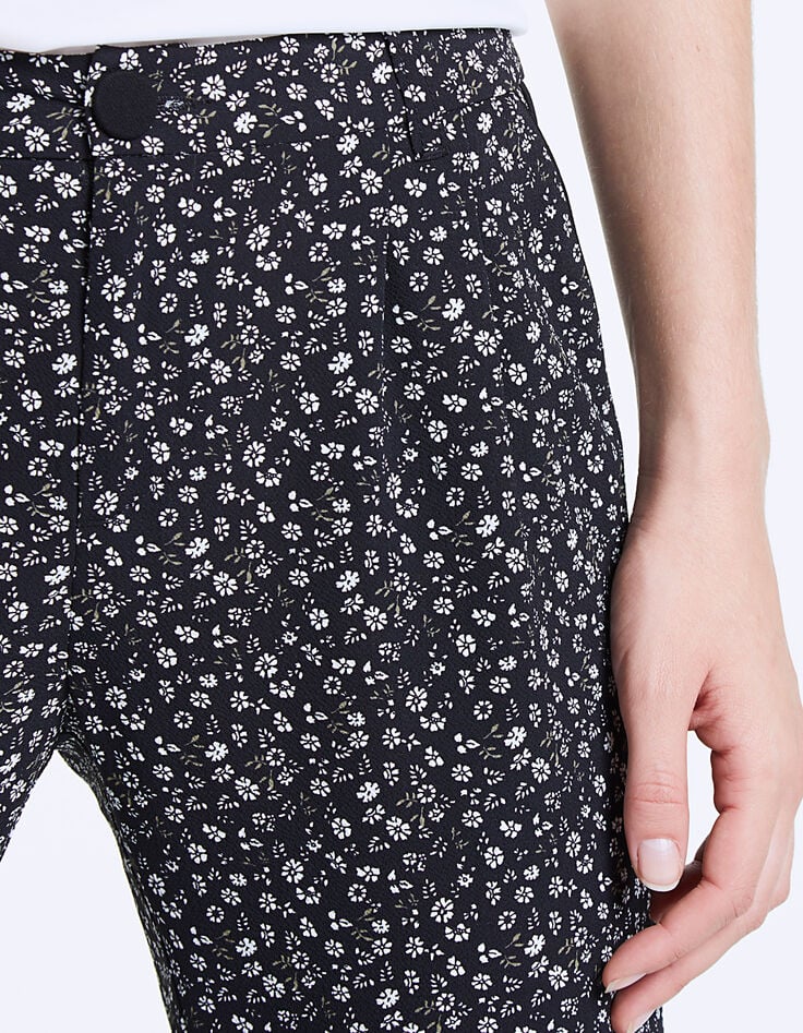 Pantalon droit en crêpe imprimé floral femme-2
