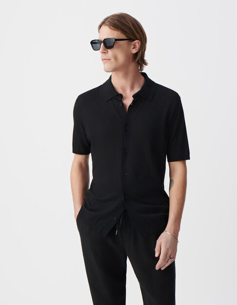 Men's black short-sleeve mesh shirt - IKKS