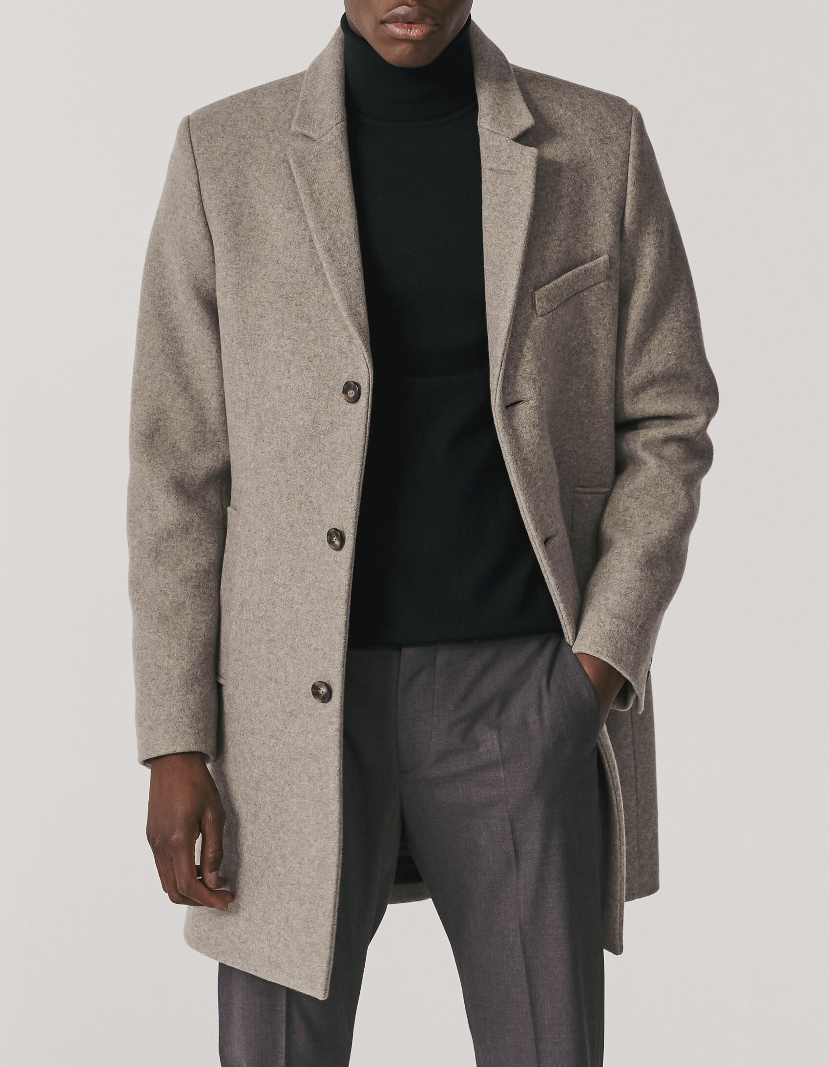 Mid length cheap overcoat mens
