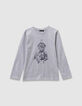 T-shirt gris coton bio visuel chien garçon-1