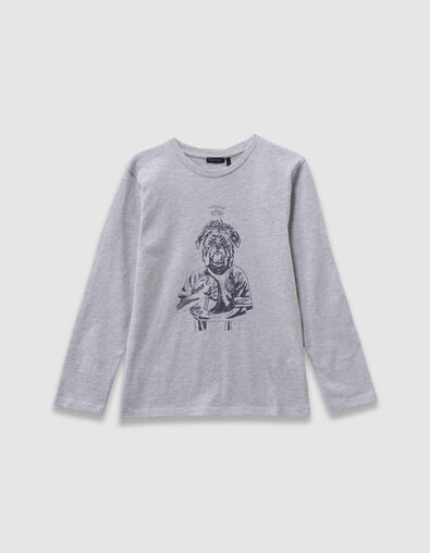 T-shirt gris coton bio visuel chien garçon - IKKS
