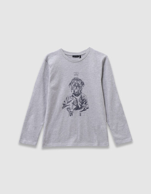 T-shirt gris coton bio visuel chien garçon - IKKS
