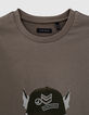 Donkerkaki T-shirt opdruk lynx-pet jongens -2