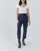 Pantalon large marine avec ceinture amovible Femme-1