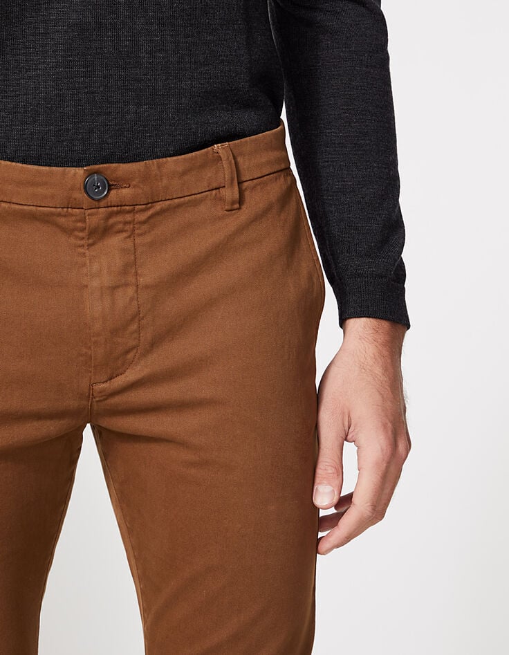 Pantalón chino SLIM coñac Hombre-4