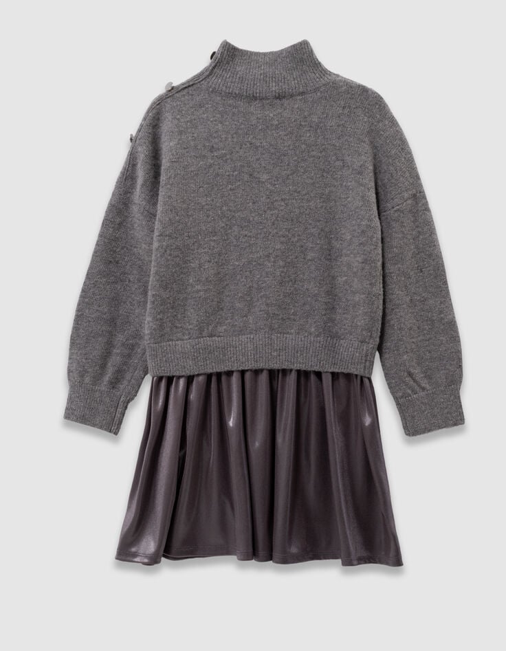 Graues Mädchenkleid aus Mischgewebe Strick-4 Graues Mädchenkleid aus Mischgewebe Strick-4