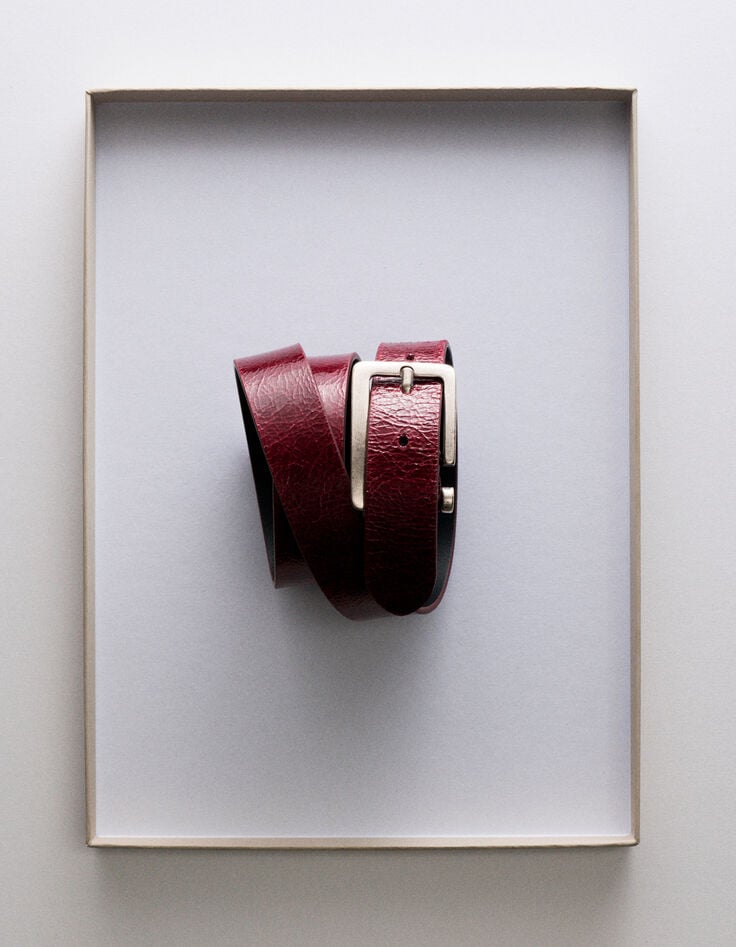 Women’s burgundy patent leather belt-4