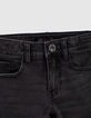 Boys’ black super-resistant biker-style slim jeans-3