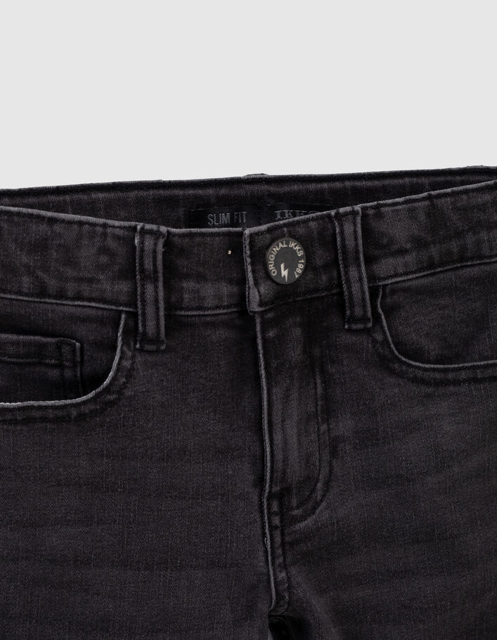 Zwarte slim jeans ultra-sterk bikerstijl jongens - IKKS