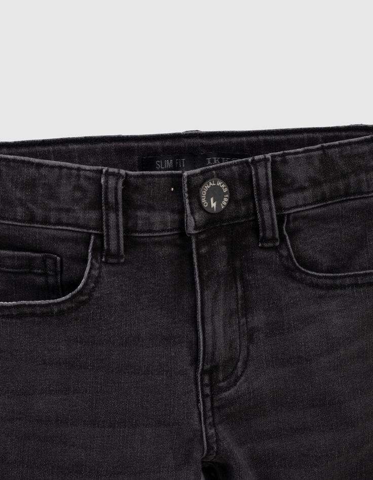 Boys’ black super-resistant biker-style slim jeans-3
