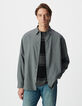 Camisa loose gris franela algodón hombre-4 Camisa loose gris franela algodón hombre-4