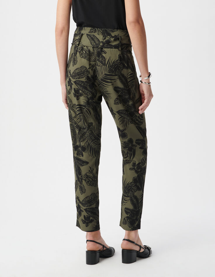 Paperbag broek kaki LENZING™ ECOVERO™ maxi jungle Dames-3