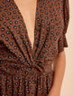 Robe camel imprim&eacute; fleurs noires I.Code-7