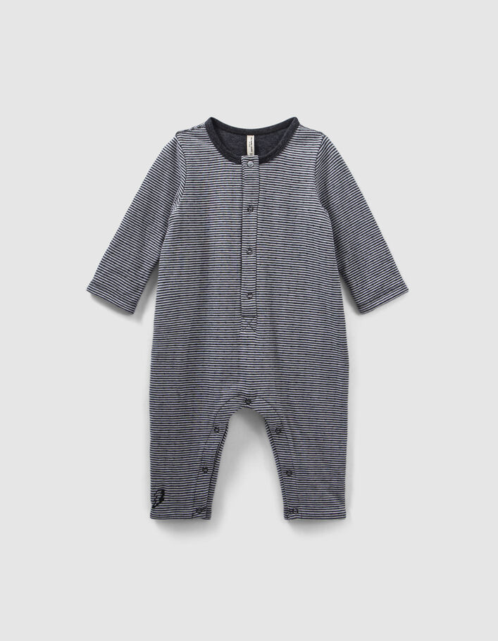 Baby’s grey marl stripe print organic cotton all-in-one - IKKS