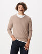 T-shirt beige manches longues Homme-2