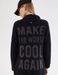 Cardigan noir mi-long broderie dos femme-5