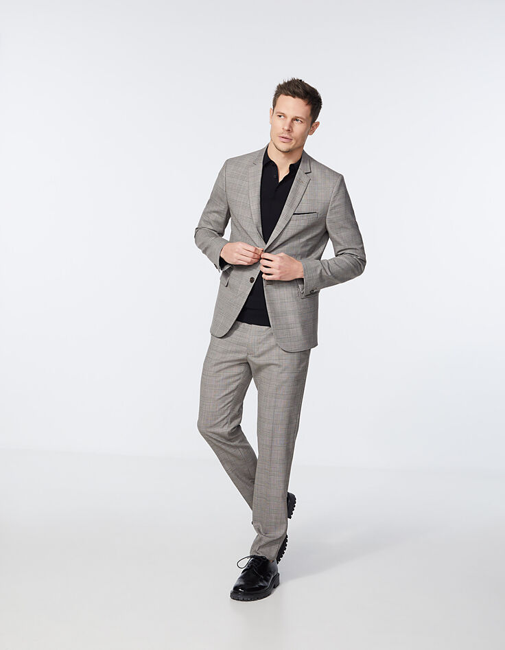 Men’s moka Prince of Wales check suit jacket-6