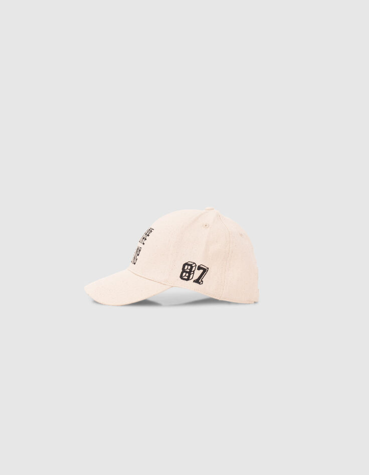 Beige Jungenschirmmütze mit schwarzen Stickereien-5