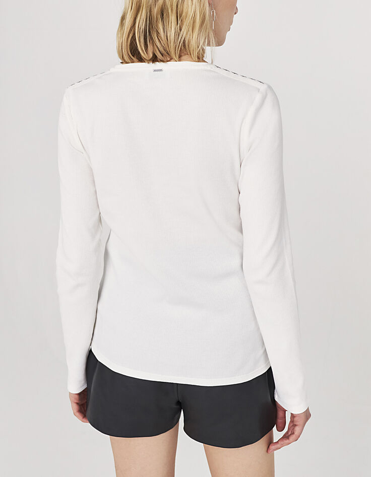 Camiseta blanco roto manga larga canalé mujer-2 Camiseta blanco roto manga larga canalé mujer-2