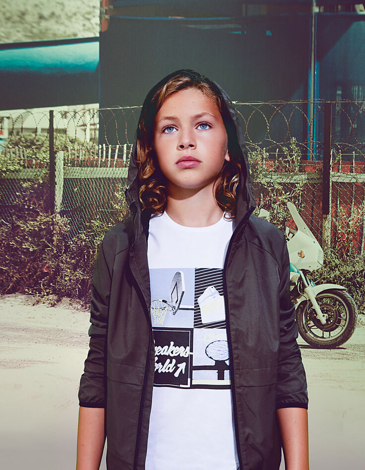 Camiseta blanco óptico fosforescente niño -1