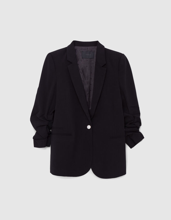 Women's black crepe suit jacket-5