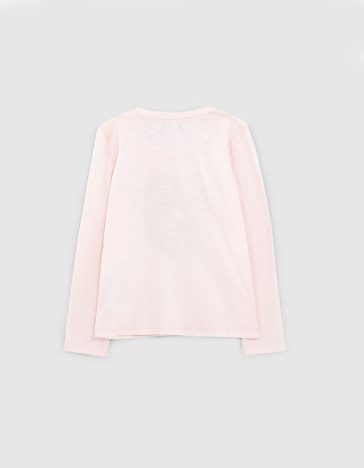 Camiseta rosa pálido con calavera de flores niña-4