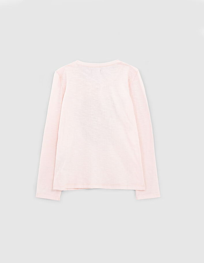 Camiseta rosa pálido con calavera de flores niña - IKKS