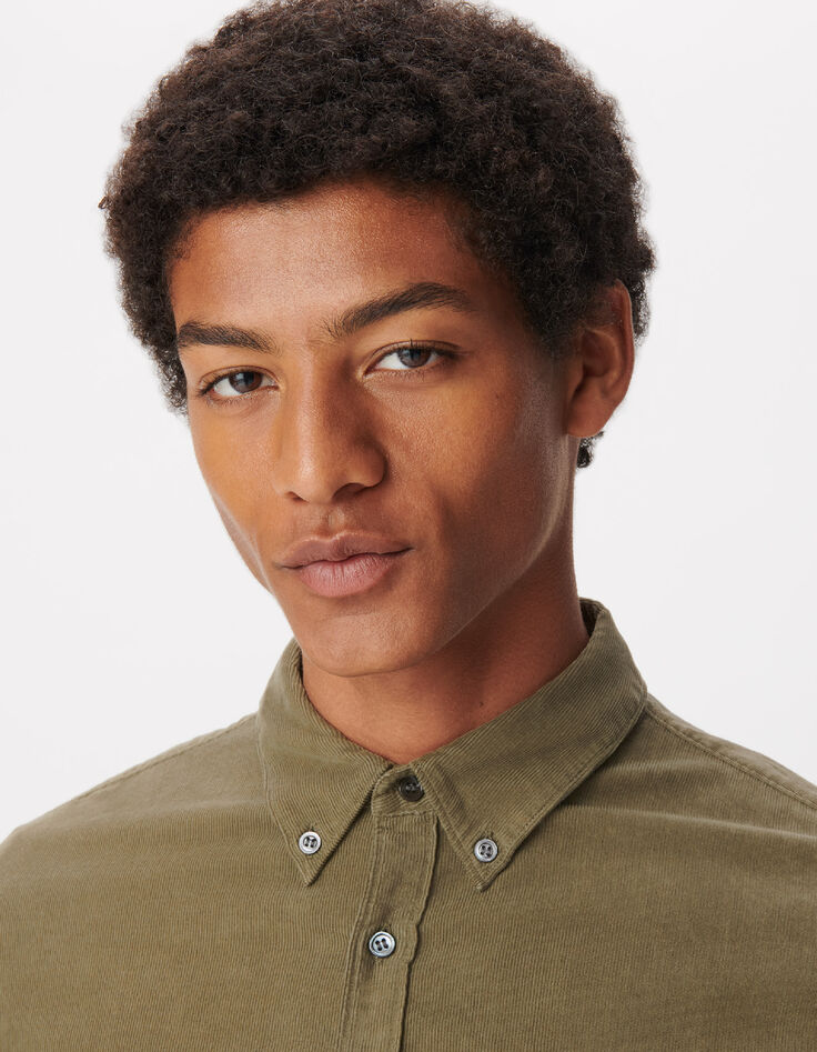 Men's Easy Khaki Ribbed Velvet Shirt-4