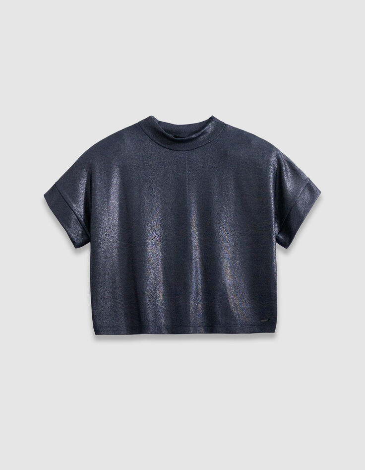 Tee-shirt manches courtes marine paillet&eacute; Femme-6