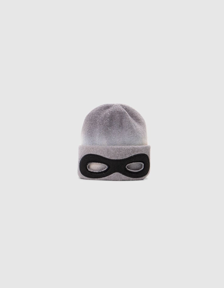Boy's grey tie and dye knit hat with mask cut-out-4