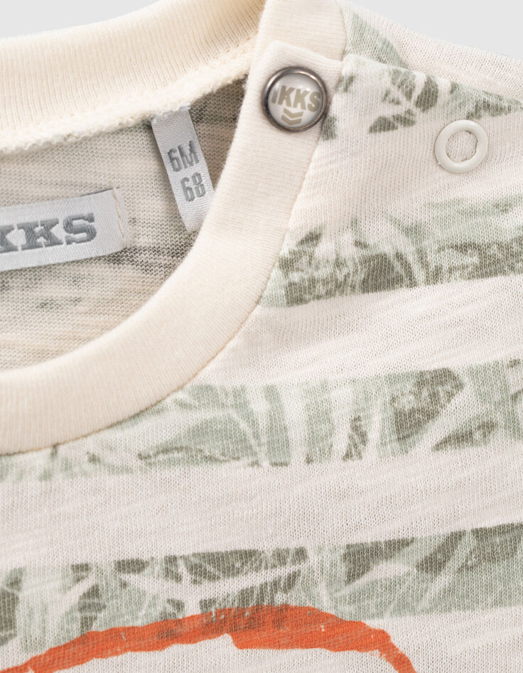 Baby boys’ ecru jungle stripe organic cotton T-shirt-6