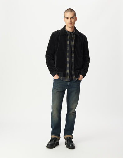 Cardigan zippé noir maille velours côtelée Homme - IKKS
