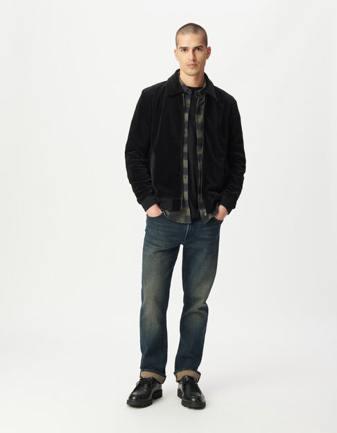 Cardigan zippé noir maille velours côtelée Homme - IKKS