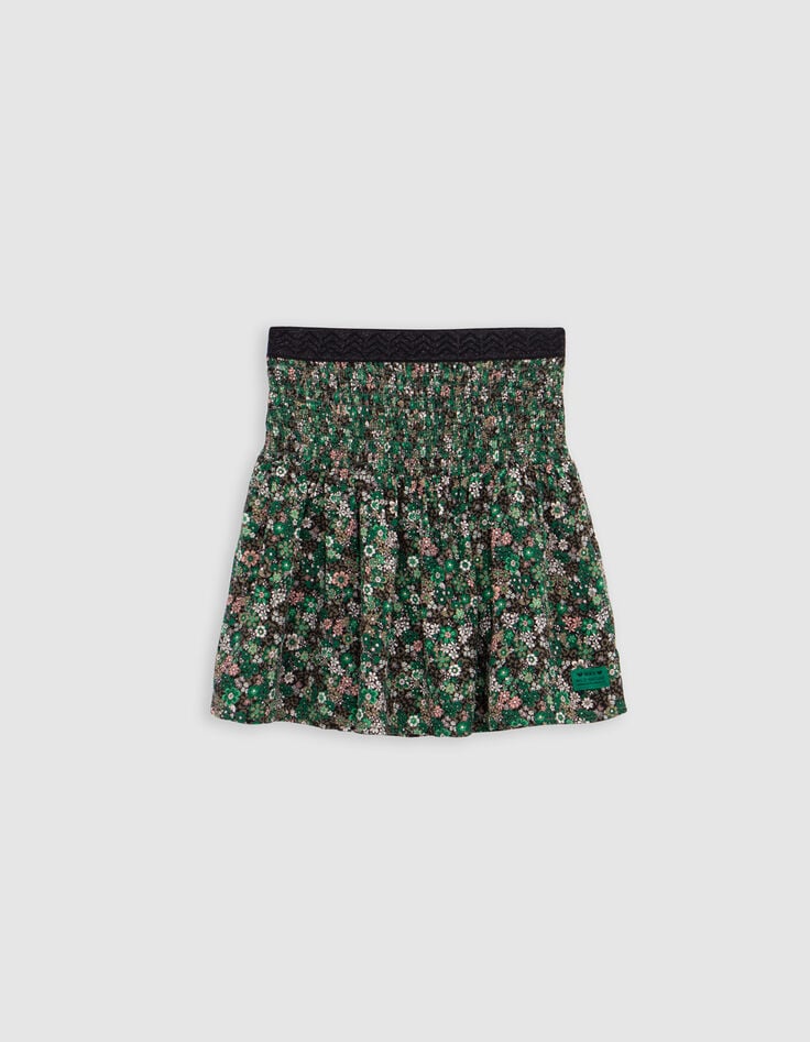 Khaki rok LENZING™ ECOVERO™ bloemenprint meisje-1
